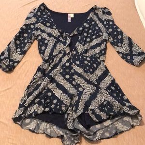 Navy blue long sleeved romper